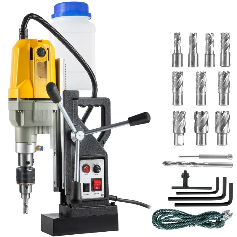 1100W Magnetic Drill Press 7/12 Bits 40mm Electric Mag Bench Tapping Drilling Rig Machine