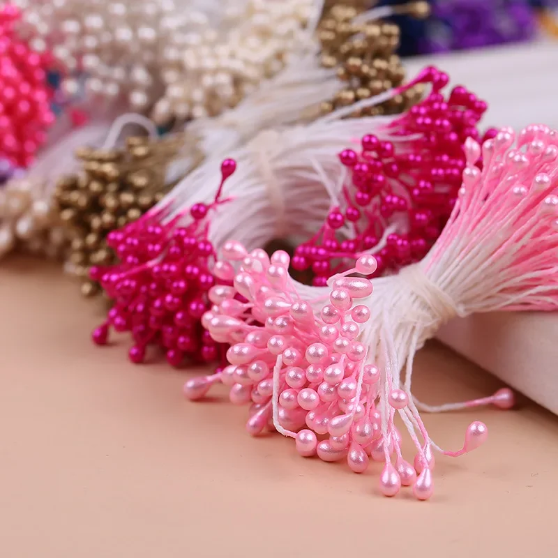 300pcs Multi colors Pearl Stamen Sugar Handmade Artificial Flower For Wedding Decoration DIY 3mm Stamen Pistil Floral Fake plant