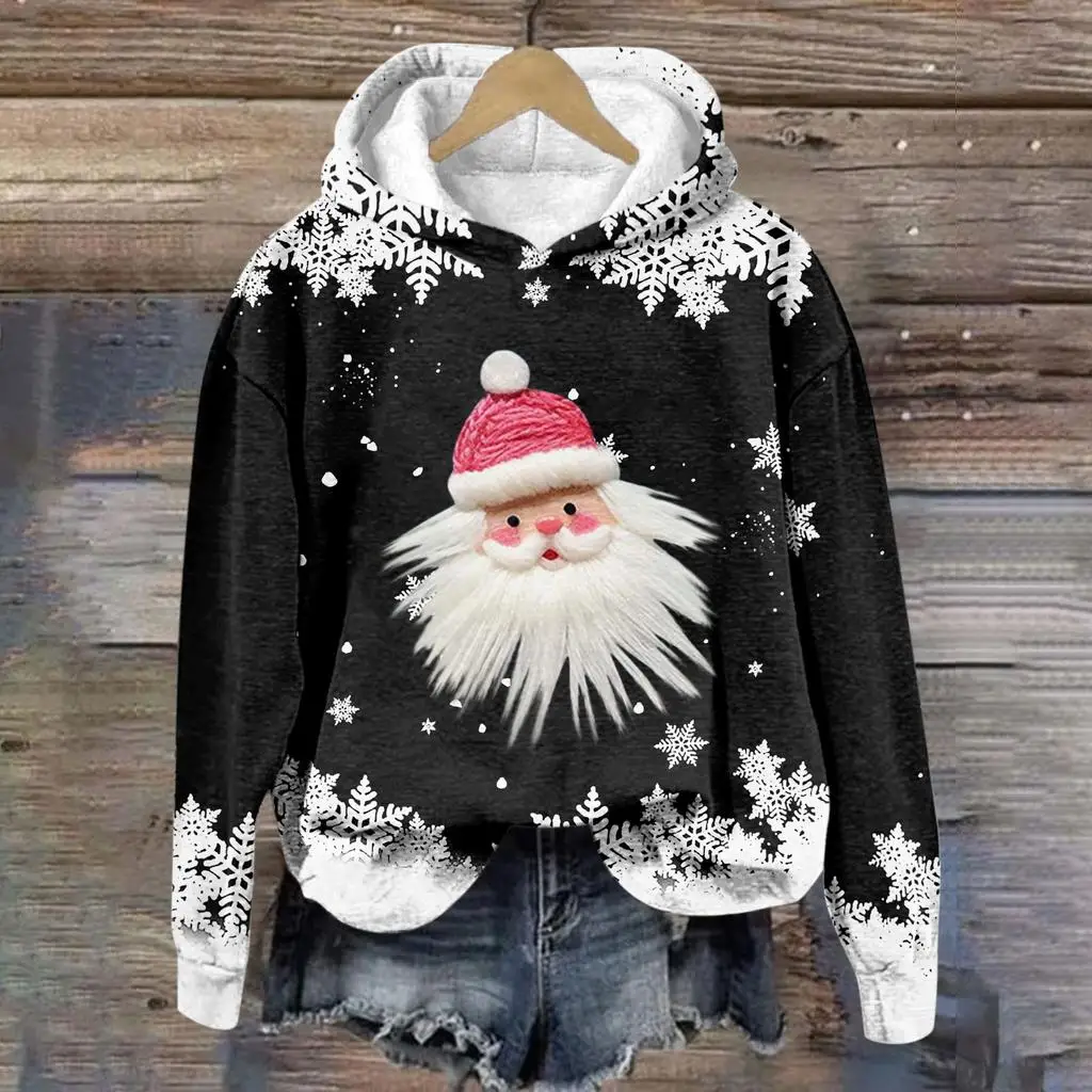 

Santa Claus 3D Print Hoodie For Women Autumn Fashion Casual Christmas Pullover Clothing Outdoor New Year Party Female Sweatshirt