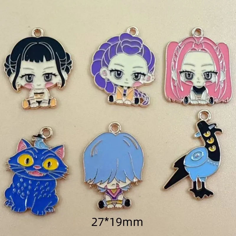 10pcs Korean Girls Decorations Cute Alloy Pendant Anime Figures Children's DIY Creative Fashion Jewelry Accessories Gift