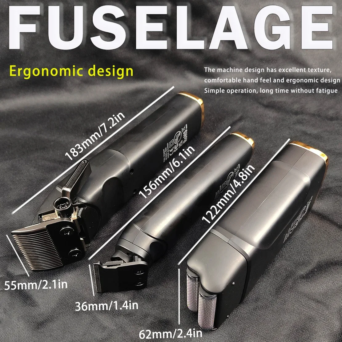 Professional Salon Electric Cordless Hair Trimmer BRDCLIP Black Gold Art Hair Clipper 929 Personality Men's Hair Cutting Shaver