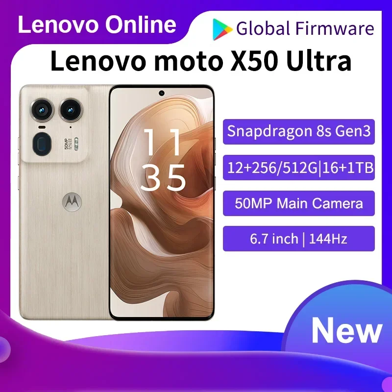 Global Rom MOTOROLA Lenovo Moto X50 Ultra 5G Phone 6.7 inch Snapdragon 8s Gen3 LPDDR5X 144Hz 50 Million Ultra HD Front Camera