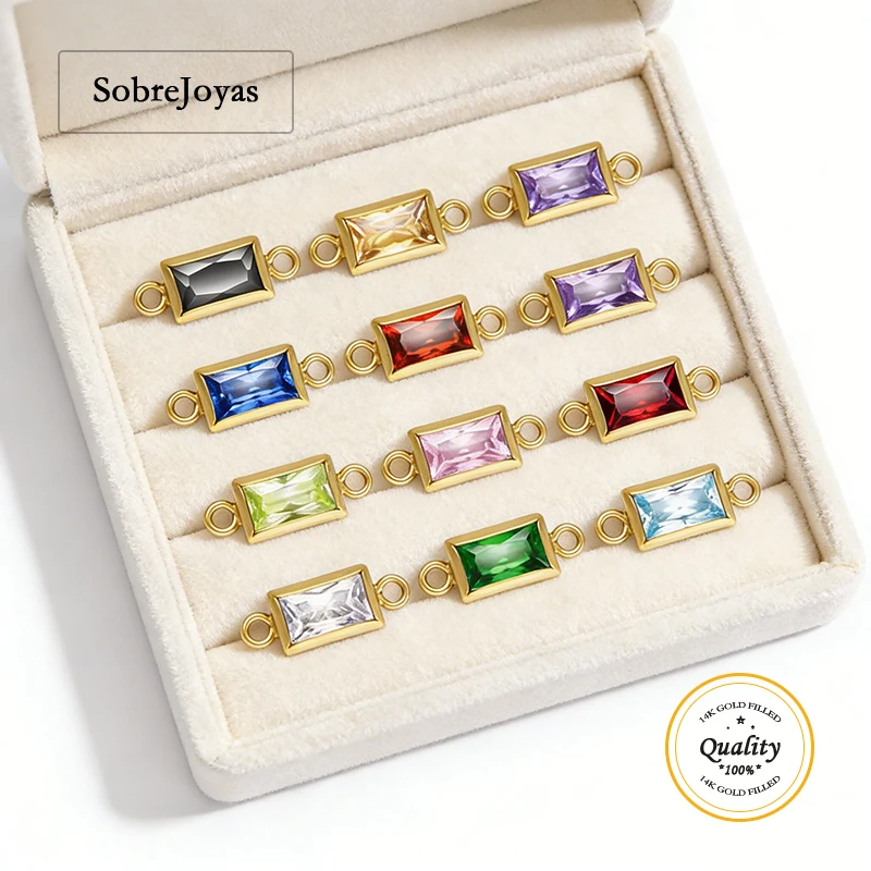 

Золотой коннектор 14K с кубическим цирконием 3x5 мм, класс 3А, для украшений с камнями по месяцам, DIY, для аксессуаров