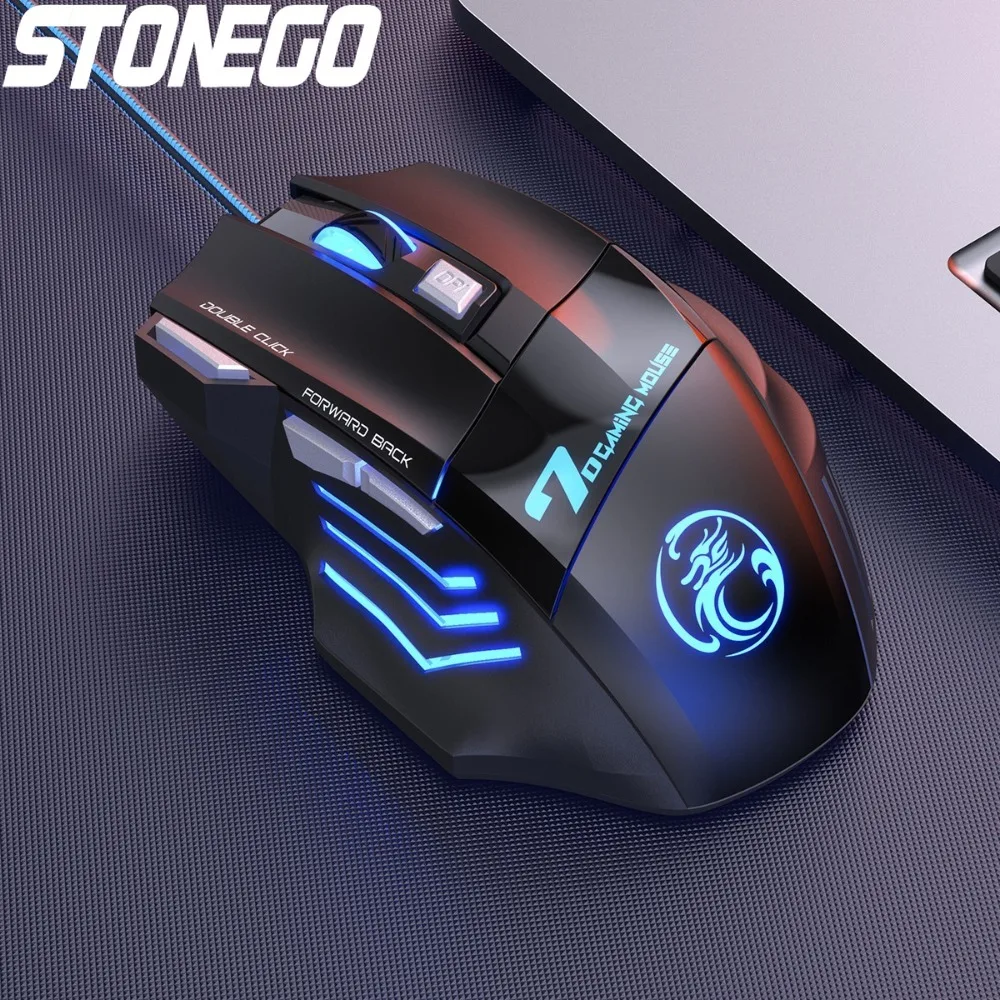 Ergonomic Gaming Mouse USB Wired 5500 DPI LED Backlight 7 Button for PC Laptop High Precision