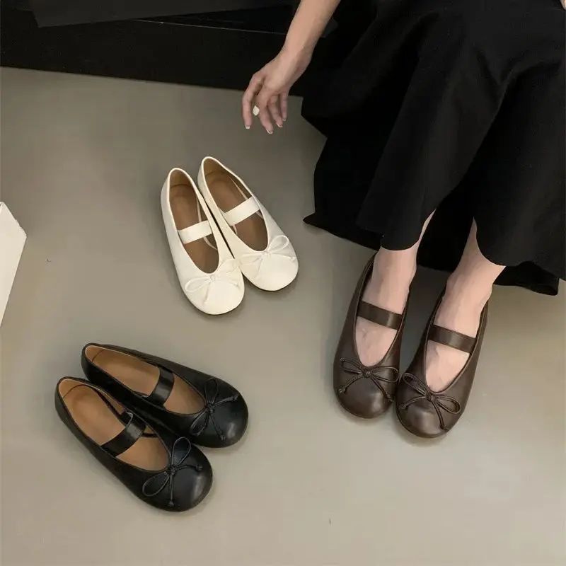 

IPPEUM Mary Janes Shoes Women Ballet Flats Round Toe Bow Elegant Pumps Ballerinas Zapatos Mujer