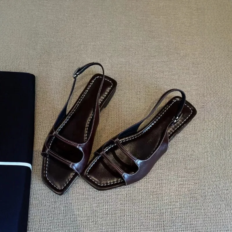 Retro Women Shoes Exquisite Soft Leather Flat Sandals for Woman Comfortable Vacation Casual Shoes Designer Shoes Sandalias Mujer