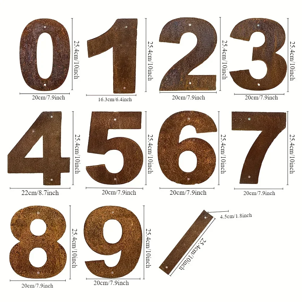 Brand Rustic Metal Wall Decor Vintage Iron Letter Number Sign Rusted Home Address Postal Door Outdoor Decor