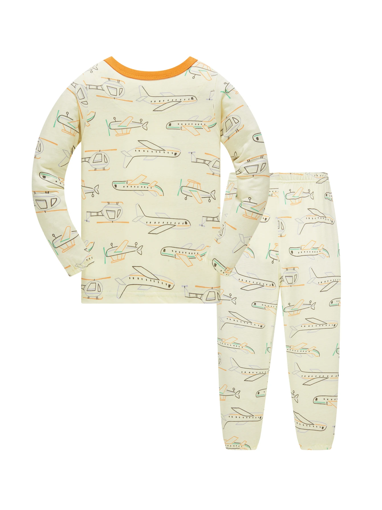 Kinder-Schlafanzug-Set aus 100% Baumwolle mit Vollflächigem Cartoon-Flugzeug-Druck, Langarm-Pyjama für Kinder von 1-8 Jahren, 2-teilig – Detail 4