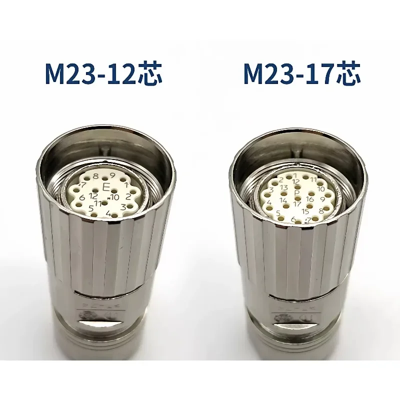 Standard M23 M623 Straight Type Internal Thread/External Thread 17 Pin Encoder Plug or Female Male Connector Single