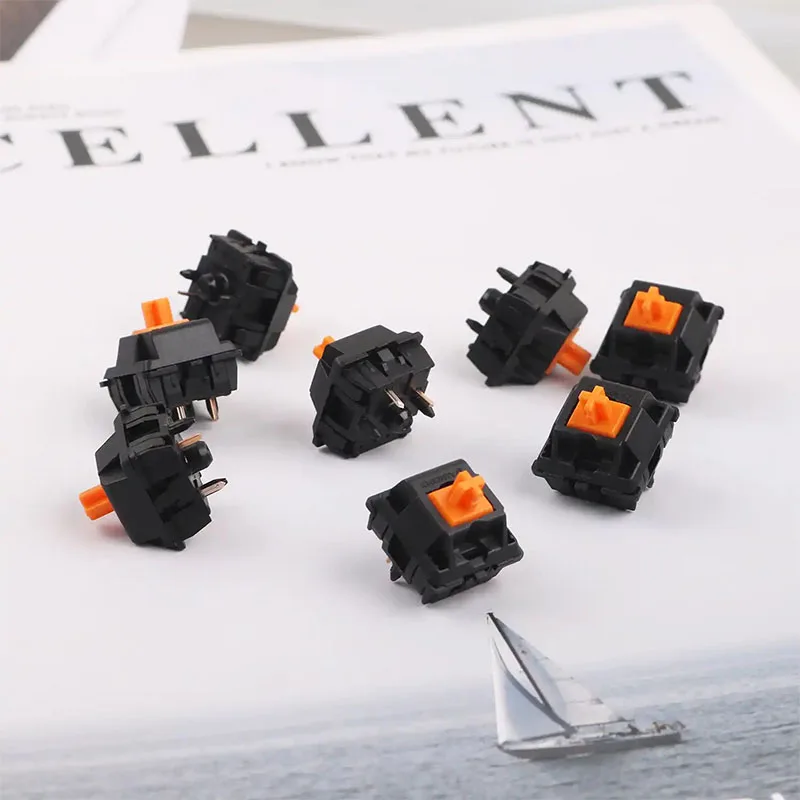 

Переключатели Cherry MX2A Orange, заводская смазка, длинная пружина, золотой крестообразный контакт, линейные, 35 г, для кастомных и игровых клавиатур, 2,0 мм, предварительный ход.