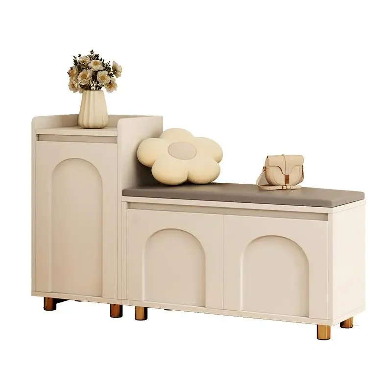 

Cream style shoe changing stool at entrance of household, can sit in shoe cabinet at doorstep