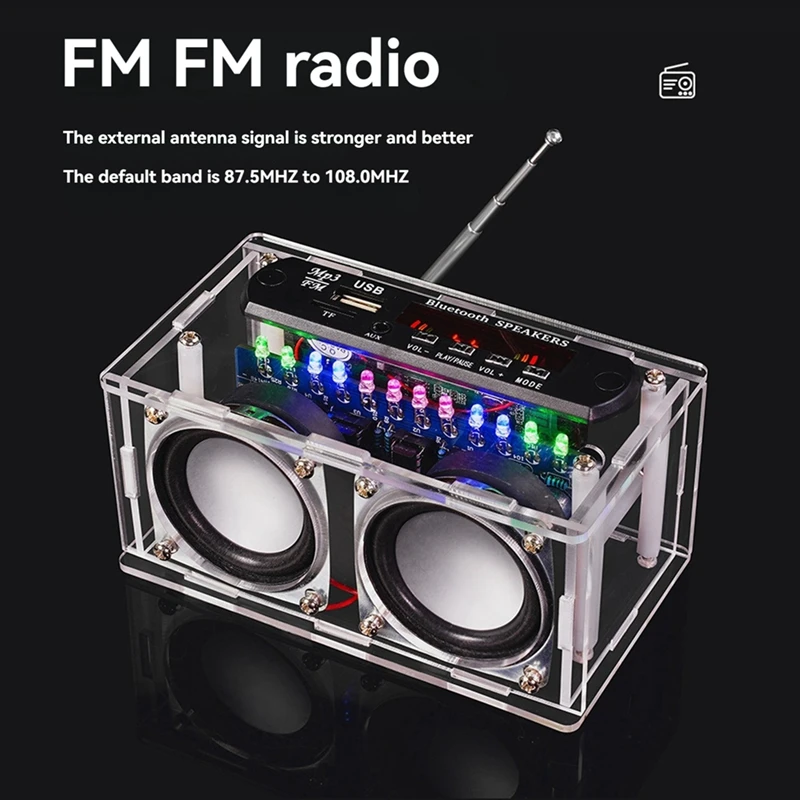 DIY Bluetooth Speaker Kit With FM Radio 87.5-108MHZ DIY Soldering Project Practice Electronic Kit Solder Assembly