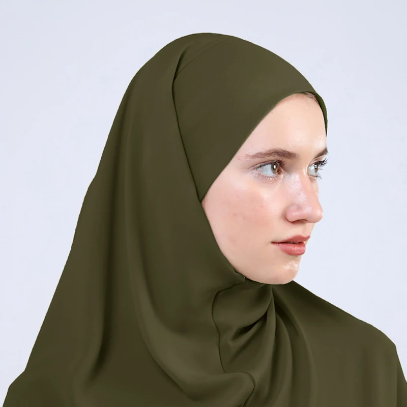 Ramadan Breathable Ironless Hijabs Long Instant Hijab Woman Ready To Wear With Face Masks Ready to Wear Hijabs