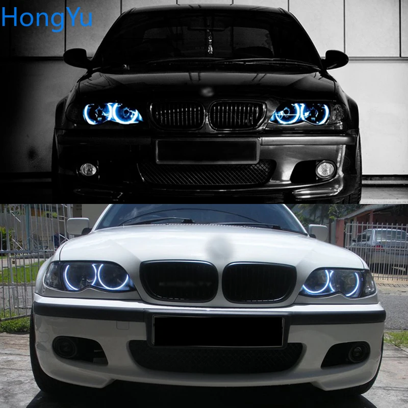 DRL do BMW serii 3 E46 Sedan Facelift 2001-05 Reflektor Halogenowy Super Jasne Białe SMD LED Angel Eye Zestaw Światła do Jazdy Dziennej