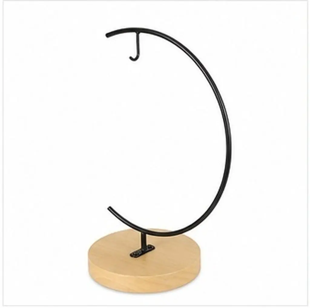 Terrarium Hanging Stand Iron Frame with Wooden Base for Glass Globe Micro Landscape Bottle Vase