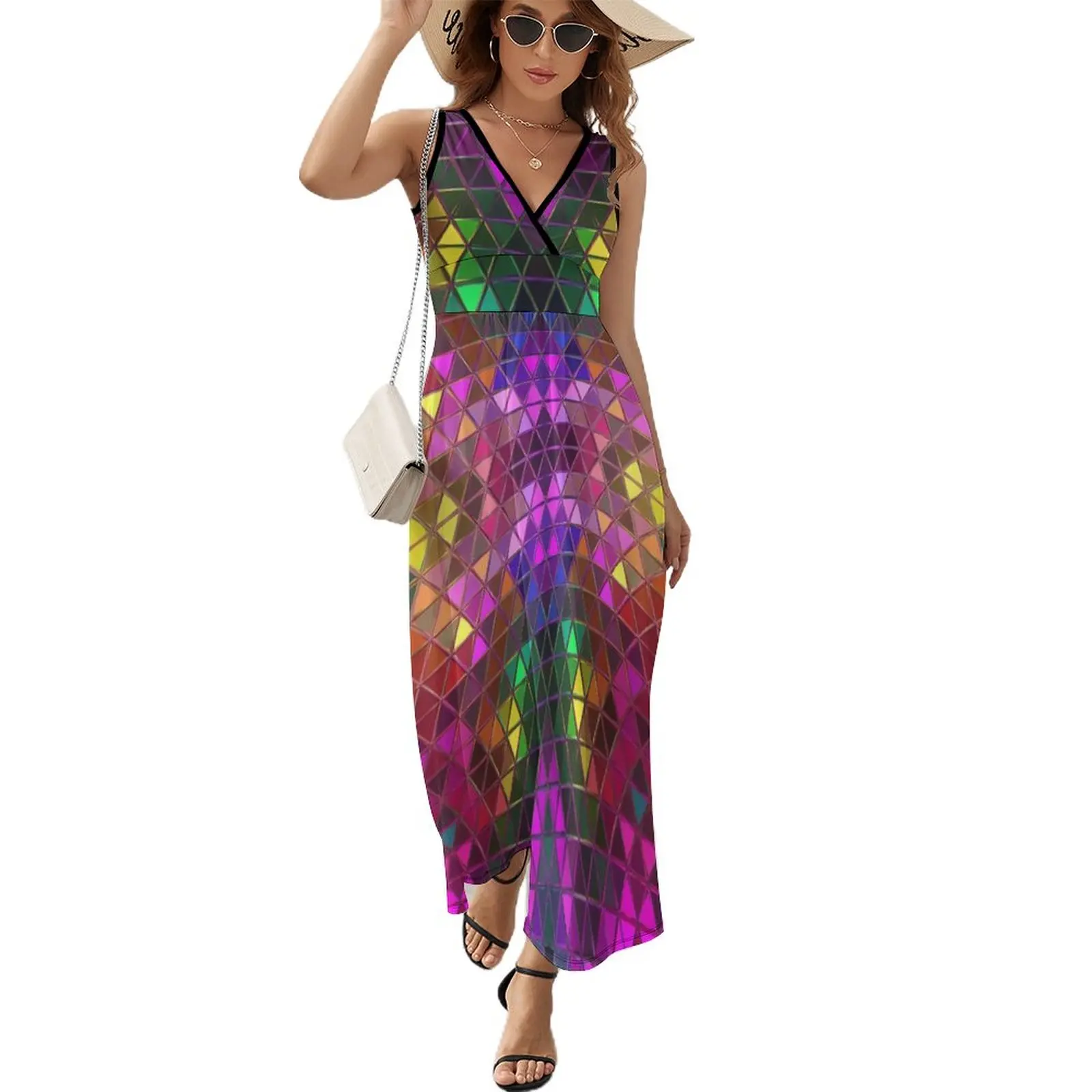 

Glowing Triangles Mosaic Pattern Sleeveless Dress clothes luxury woman evening dress dresses summer