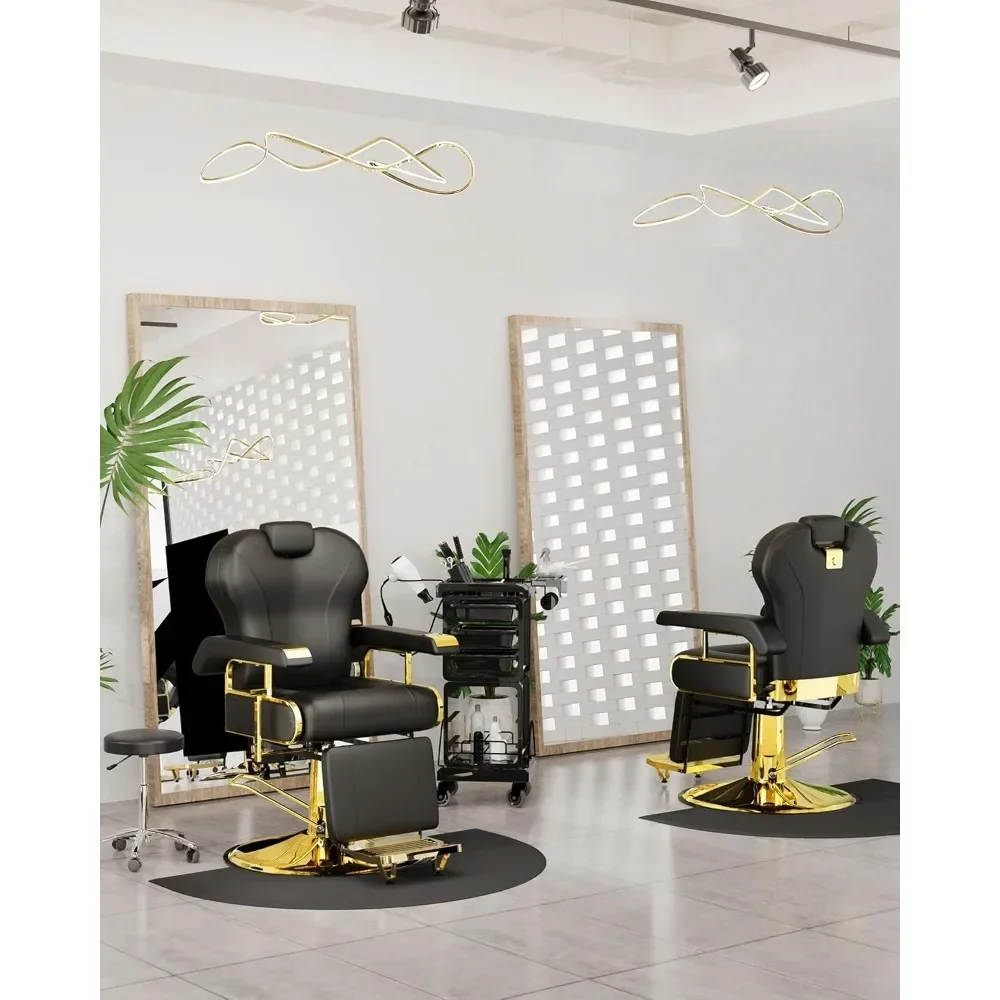 Salon Chair with Adjustable Backrest, Elegant Barber Chair with Heavy Duty Steel Frame & Removable Headrest, 360 Swivel