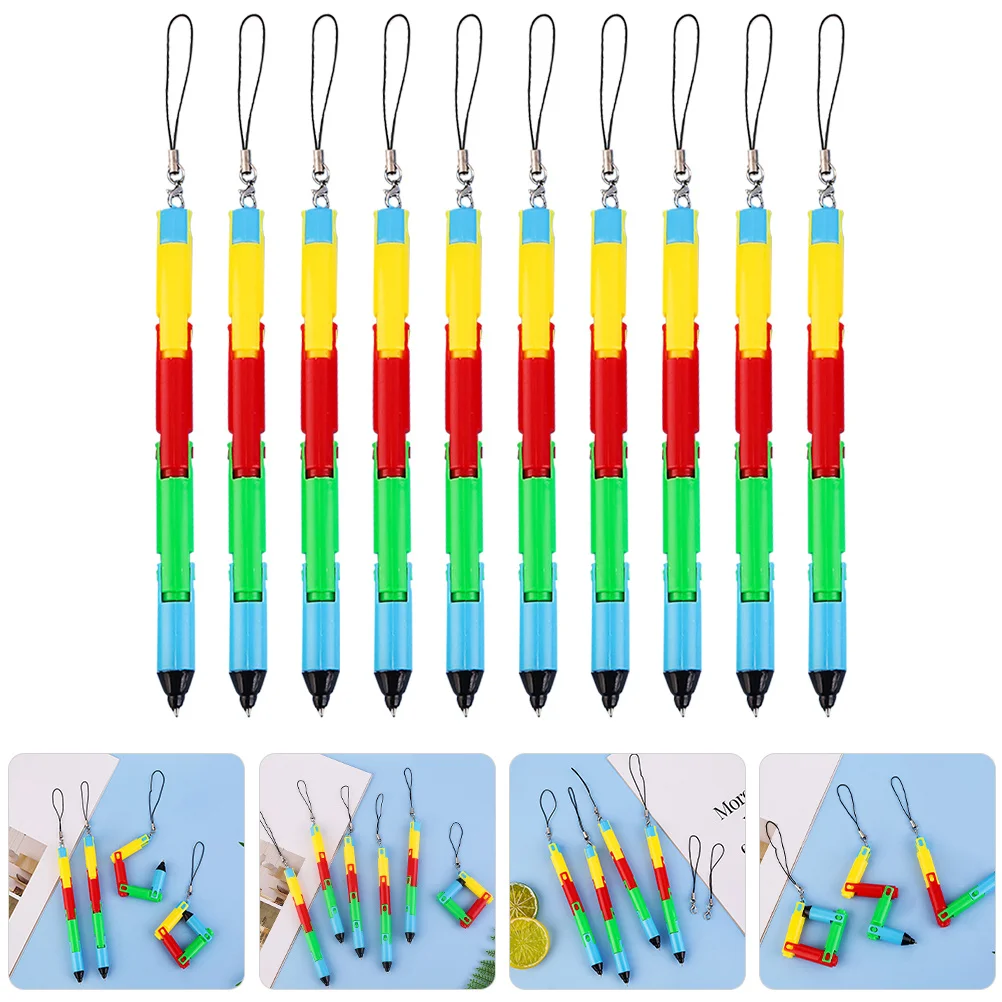 

10Pcs Foldable Ball-Point Pen Easy to Use Comfort Grip Student Pen for School Stationery Class Incentives Birthday Party Favors