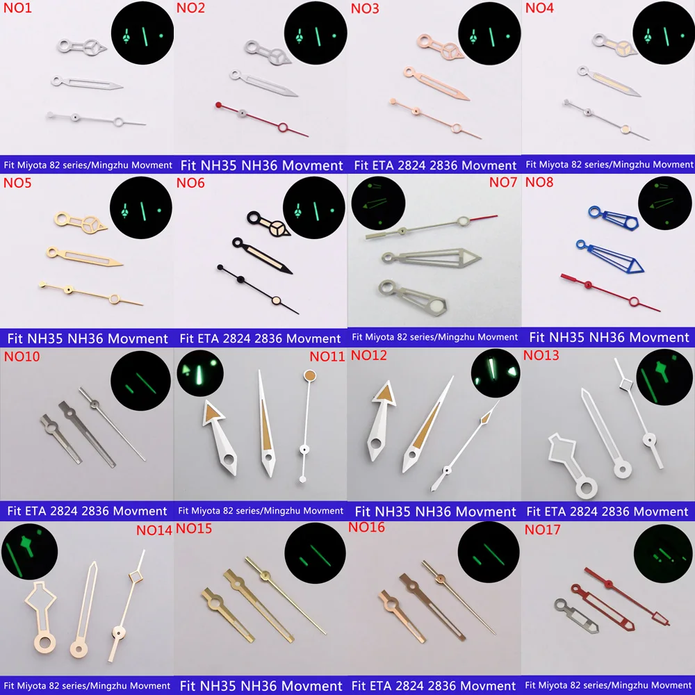 

Lisban Watch Hands Green Luminous Hands fit NH35 NH36 ETA 2836 2824 Miyota 8205 8215 821A Mingzhu DG2813 3804 PT5000 Movement