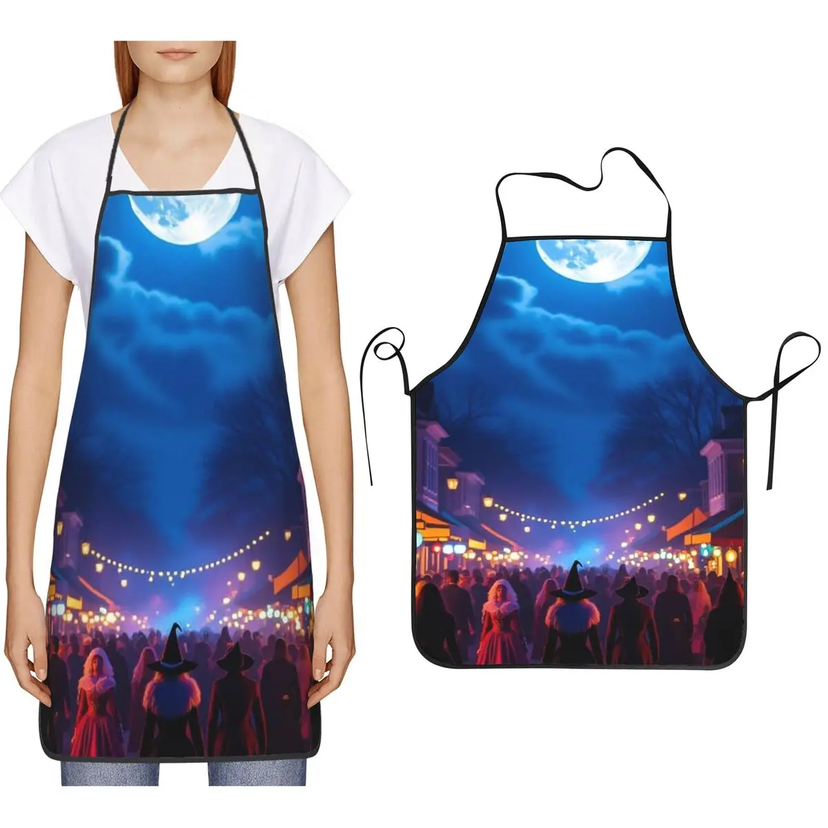 

Halloween Festival Nightout Classical Apron Chef Cooking Baking Tablier Waterproof Bib Kitchen Cleaning Pinafore for Women Men