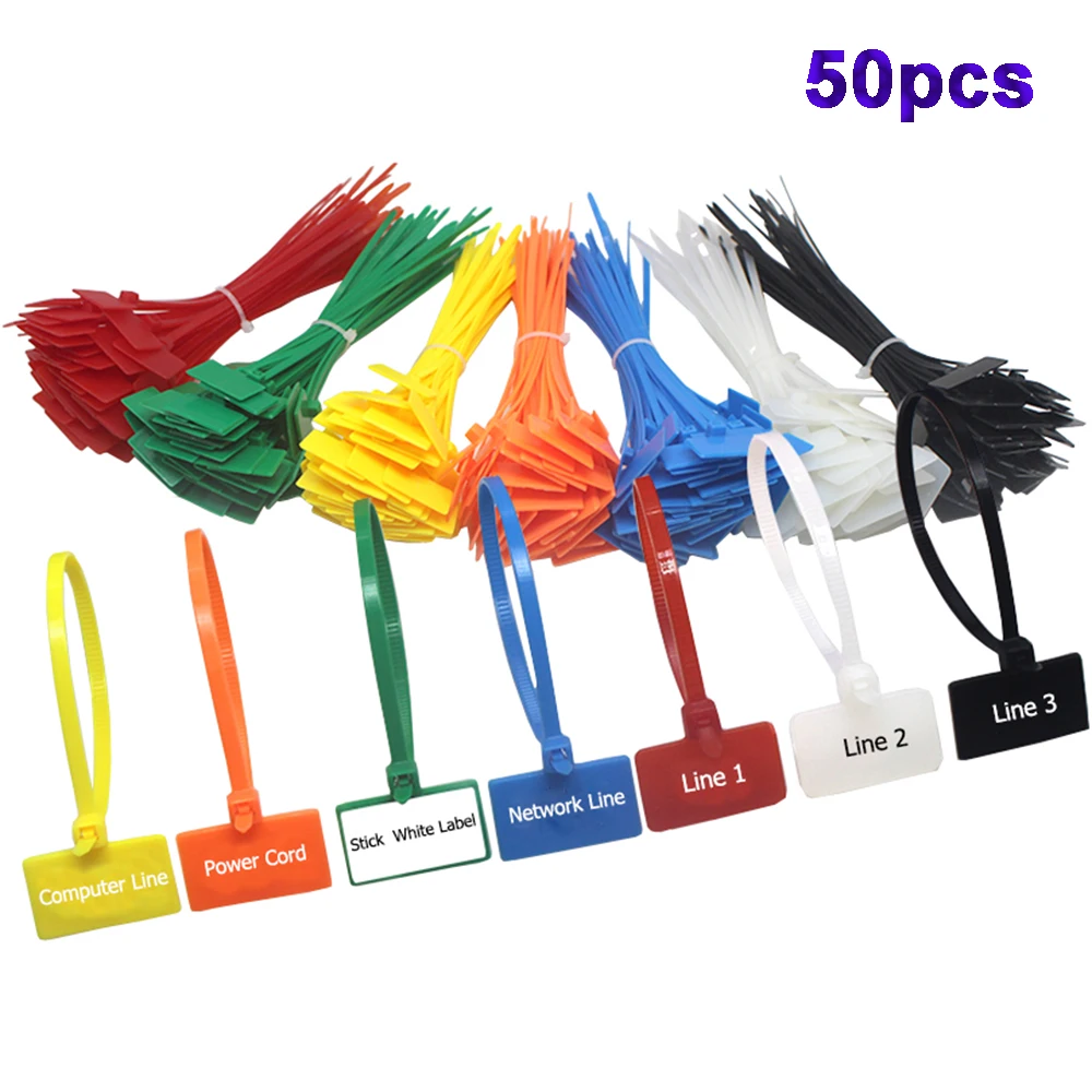 4*150mm Easy Mark Loop Self-locking Nylon Tag Cable Winder Wire Ties Labels