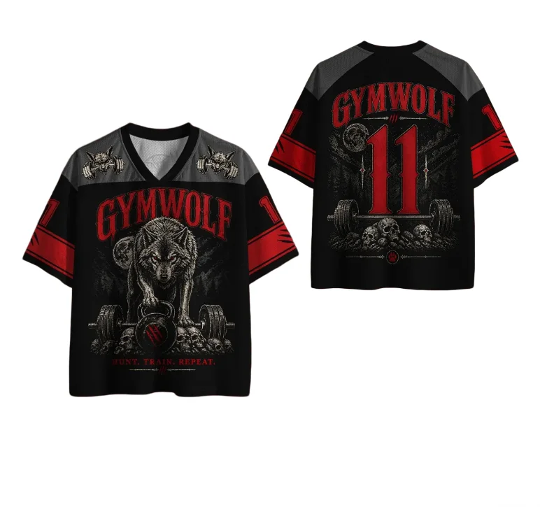 V-neck T-shirt hot selling product street fashion fast drying breathable 3D printed wolf king pattern sports fitness series