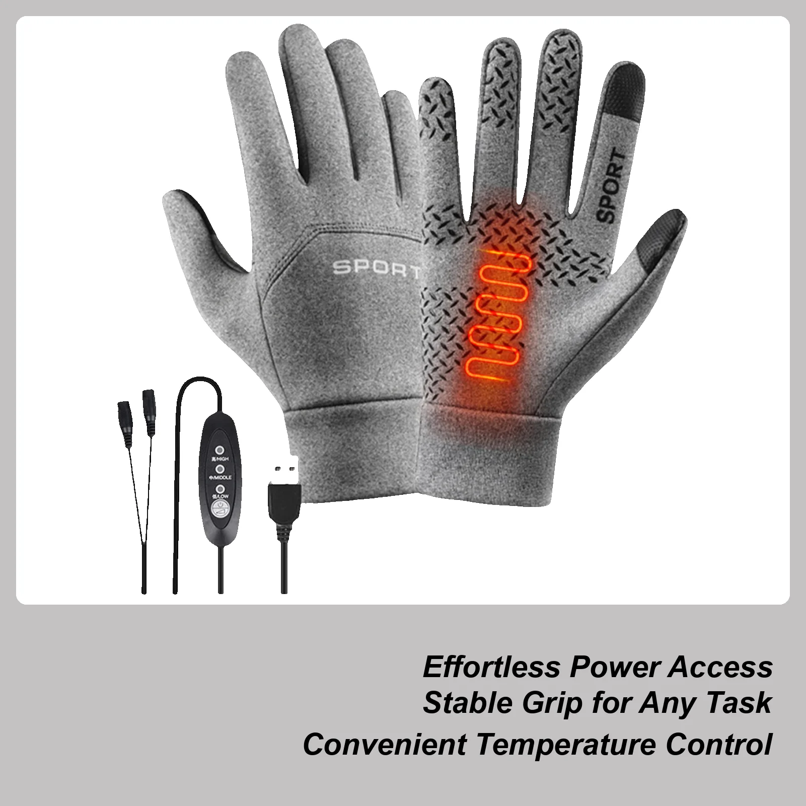 

Перчатки с подогревом, 3 настройки, USB-сенсорный экран, теплые перчатки, утолщенные терморукавицы для зимнего катания на лыжах, кемпинга, вождения, пешего туризма