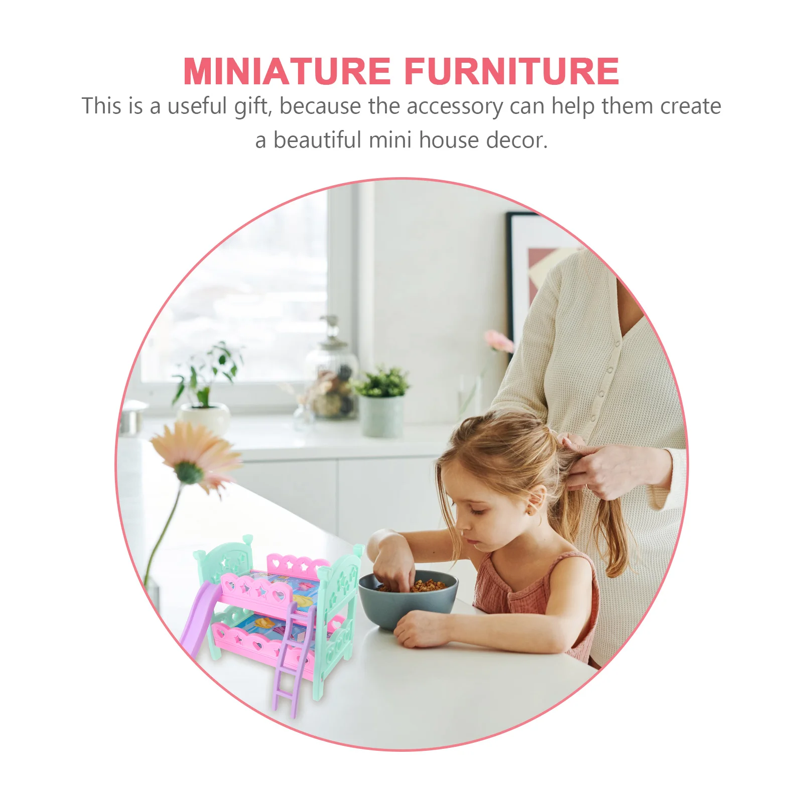 Bunk Bed Toy DIY Scene Prop Micro Landscape Model Children’s Toys Mini House Bedroom Furniture Miniature