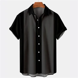 Summer New Casual Solid Color Panel Lapel Beach High Quality Top Men's Short Sleeve Shirt Fashioncomfortable Soft Fabric