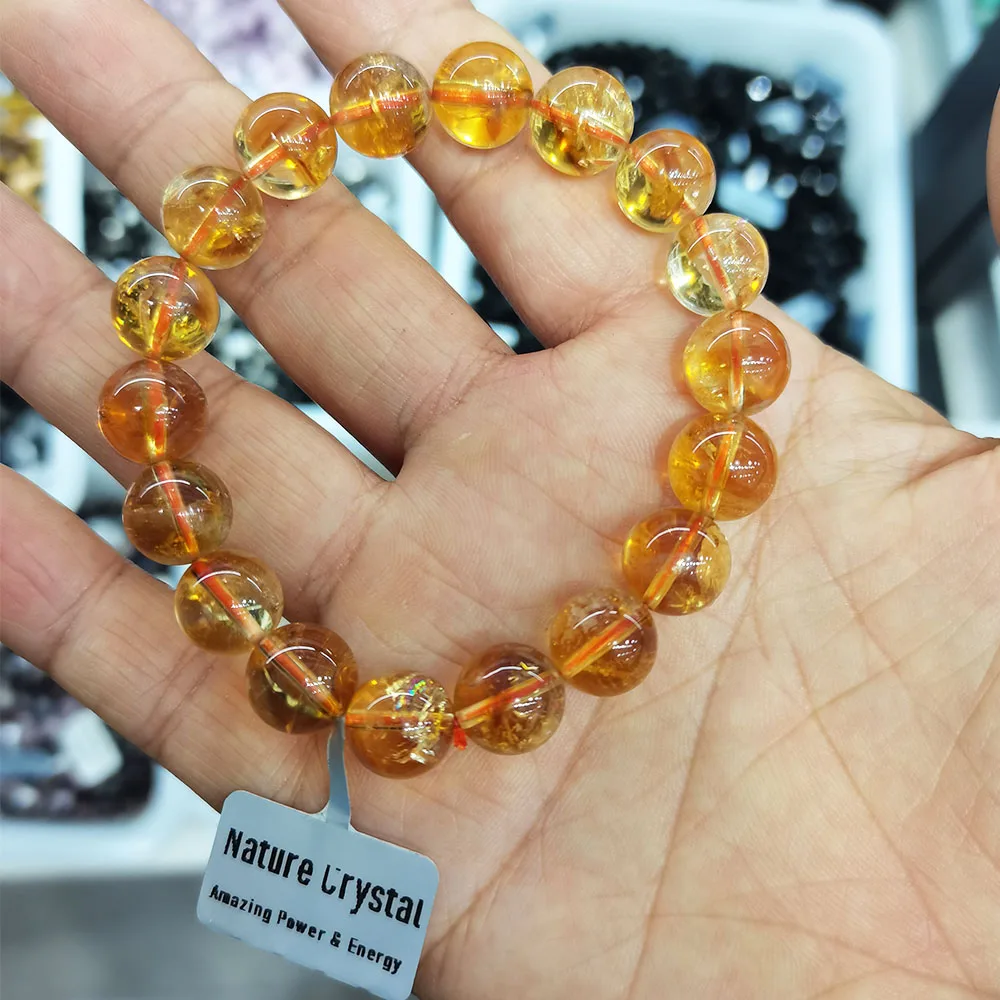 

Beauty 11mm Citrine Quarz Crystal Bracelet Handmade Birthday Party Jewelry Accessories Gift