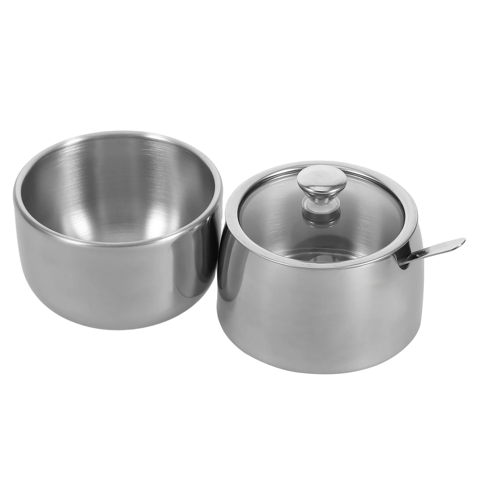 

1Set Stainless Steel Seasoning Pot Kitchen Spice Container Transparent Lid Spoon Salt Sugar Pepper Storage Condiment Jar