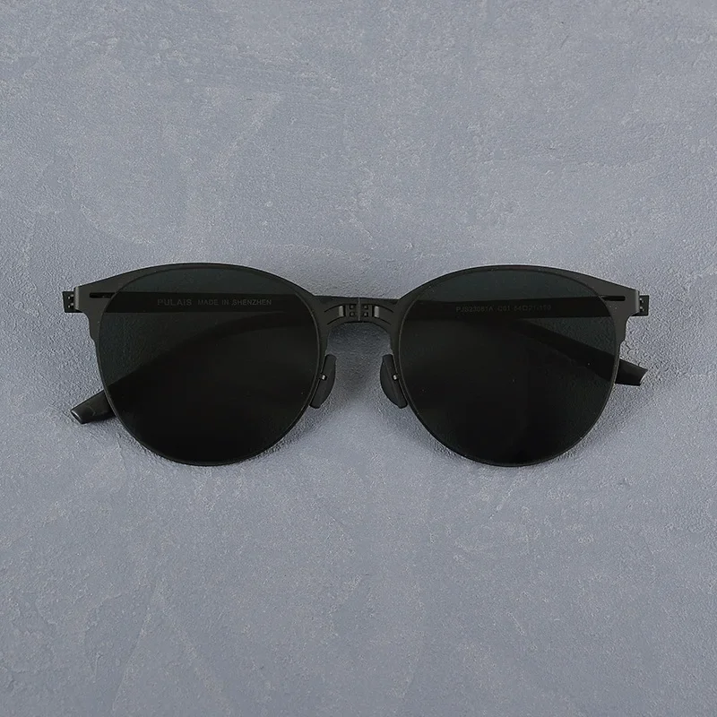 New Round Lightweight Folding Sunglasses for Men Alloy Outdoor Fashion Car Driving Fishing Retro Polarized SUN GLASSES UV400 image 2