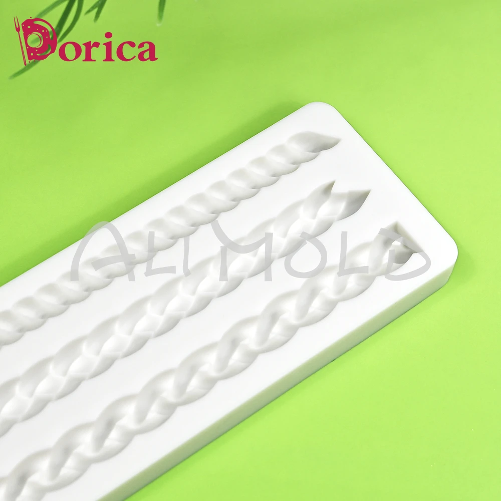 3 Cavity Braided Rope Design Fondant Silicone Mold Fudge Chocolate Mould Resin Clay Model Cake Decorating Tools Kitchen Bakeware