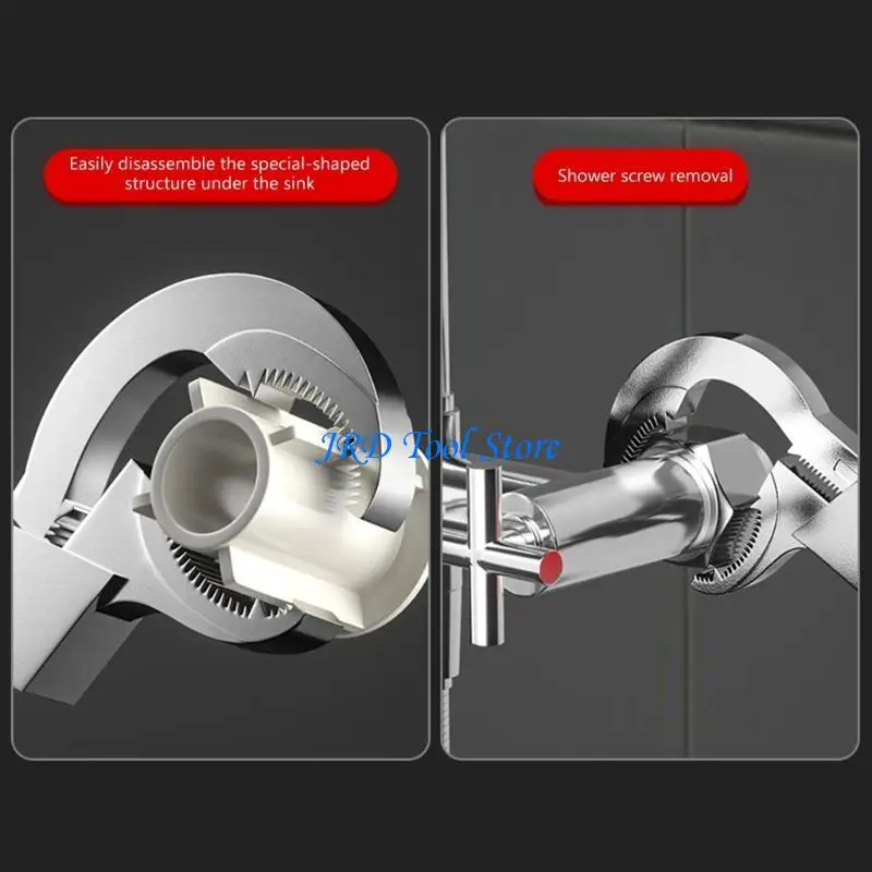 A2UD Sink Wasserhahnschlüssel Sanitär Reparaturwerkzeuggriff Doppelkopfschlüssel Schraubenschlüsselwerkzeug Installateur für