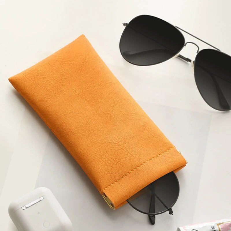 1/4pcs Glasses Home Storage Glasses Bag Cortex Texture Glasses Storage Shrapnel Mouth Automatic Closed Glasses Case Storage Bags