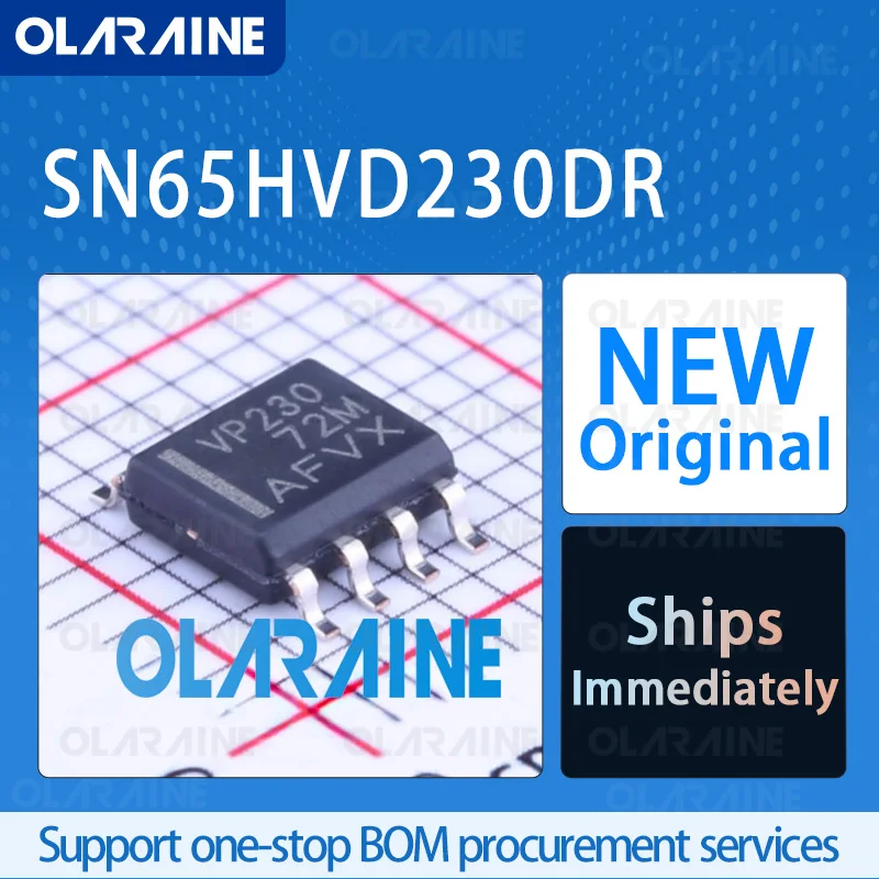 

5/10/100Pcs SN65HVD230DR SOIC-8 original ic chip CAN interface RoHS Voltage 3.6 V Current 10 mA ESD16 kV