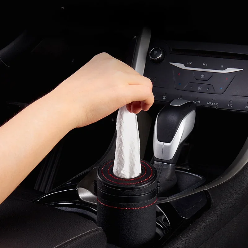 Universal Armrest Cup Holder Car Tissue Storage Bag Circular Roll Paper Holder