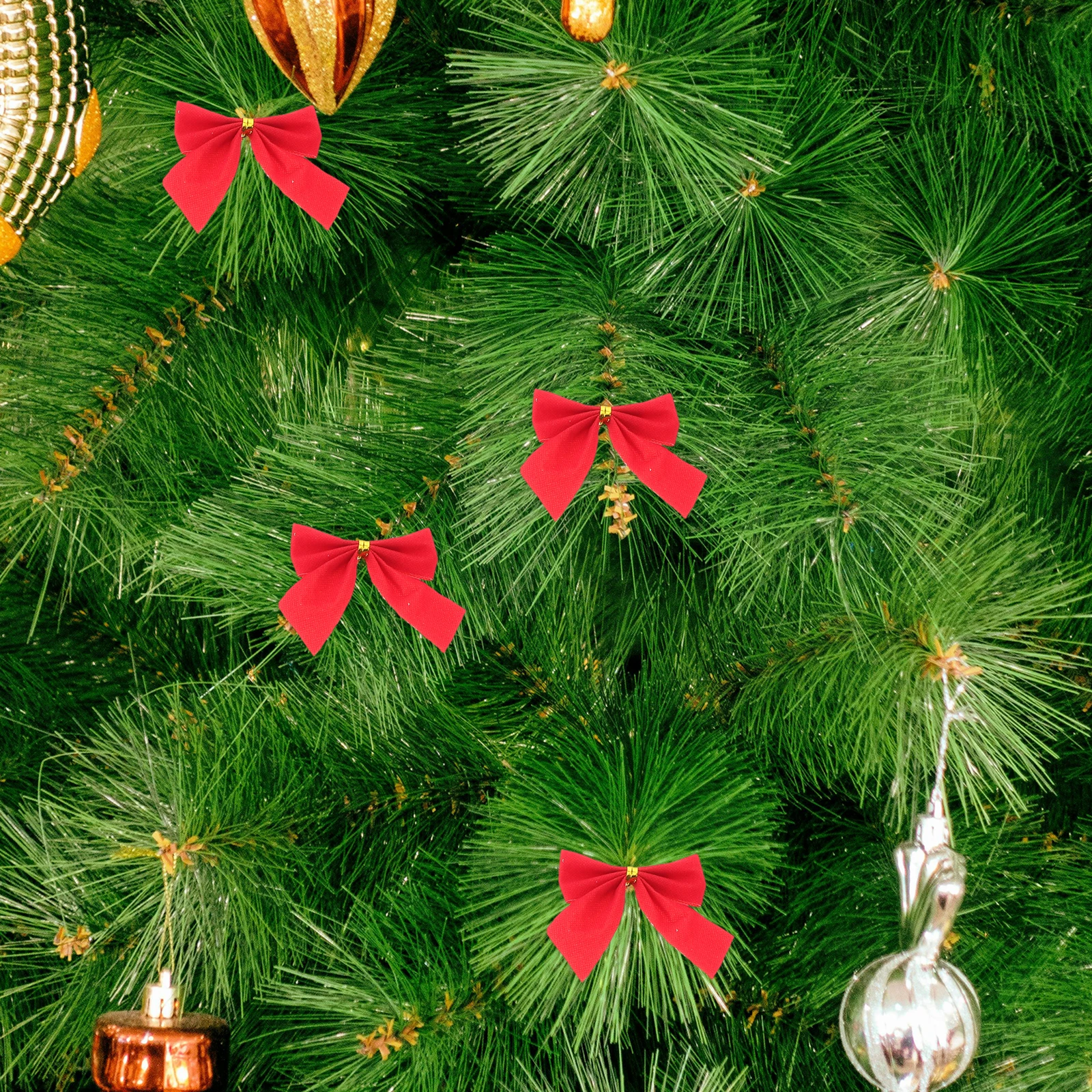 

12pcs Christmas Ornaments Red Bowknot Decorations 5x6cm Size for Tree Hanging Christmas Tree Ornaments Festive DIY Party Holiday
