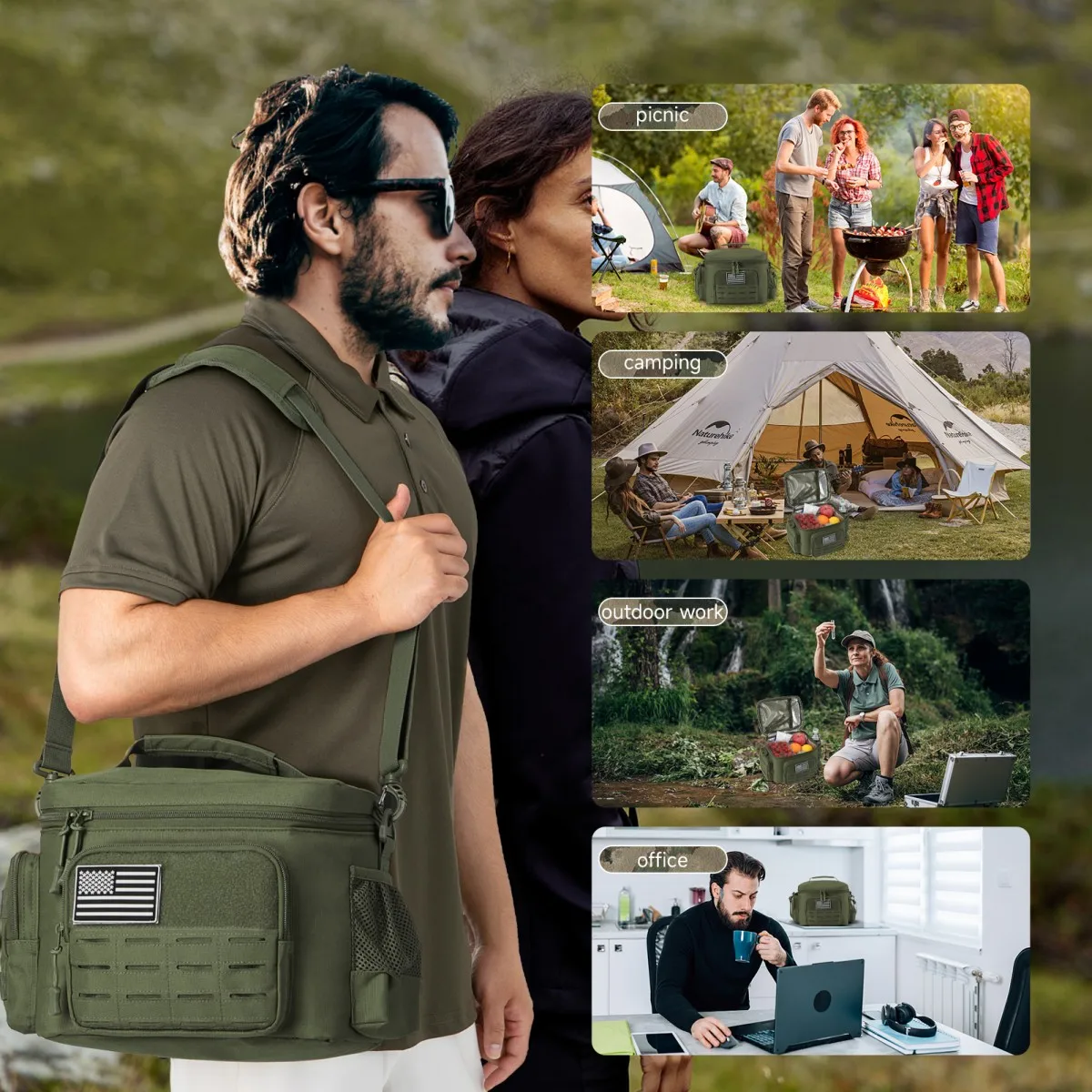 Tactical Lunch Box for Men Outdoor Heavy Duty Lunch Bag Work Leakproof Insulated Durable Thermal Cooler Bag Meal Camping Picnic image 6