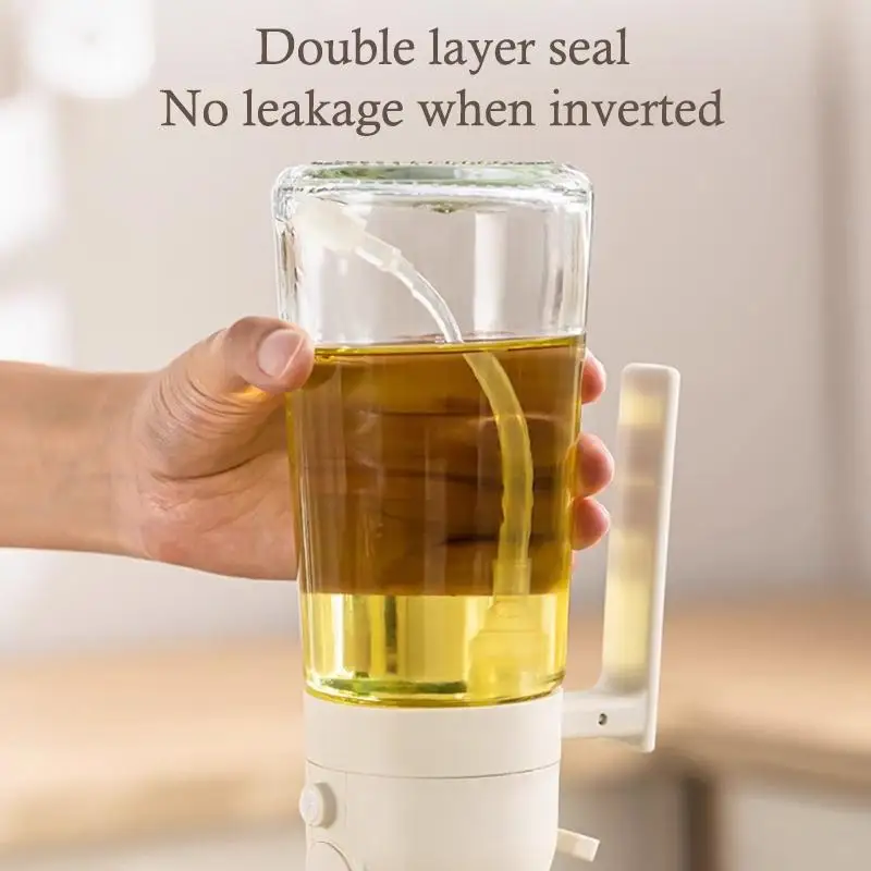 2 in 1 Kitchen Oil Spray Pour Dispenser Bottle Transparent Non-Drip for Air Fryer BBQ Frying Baking
