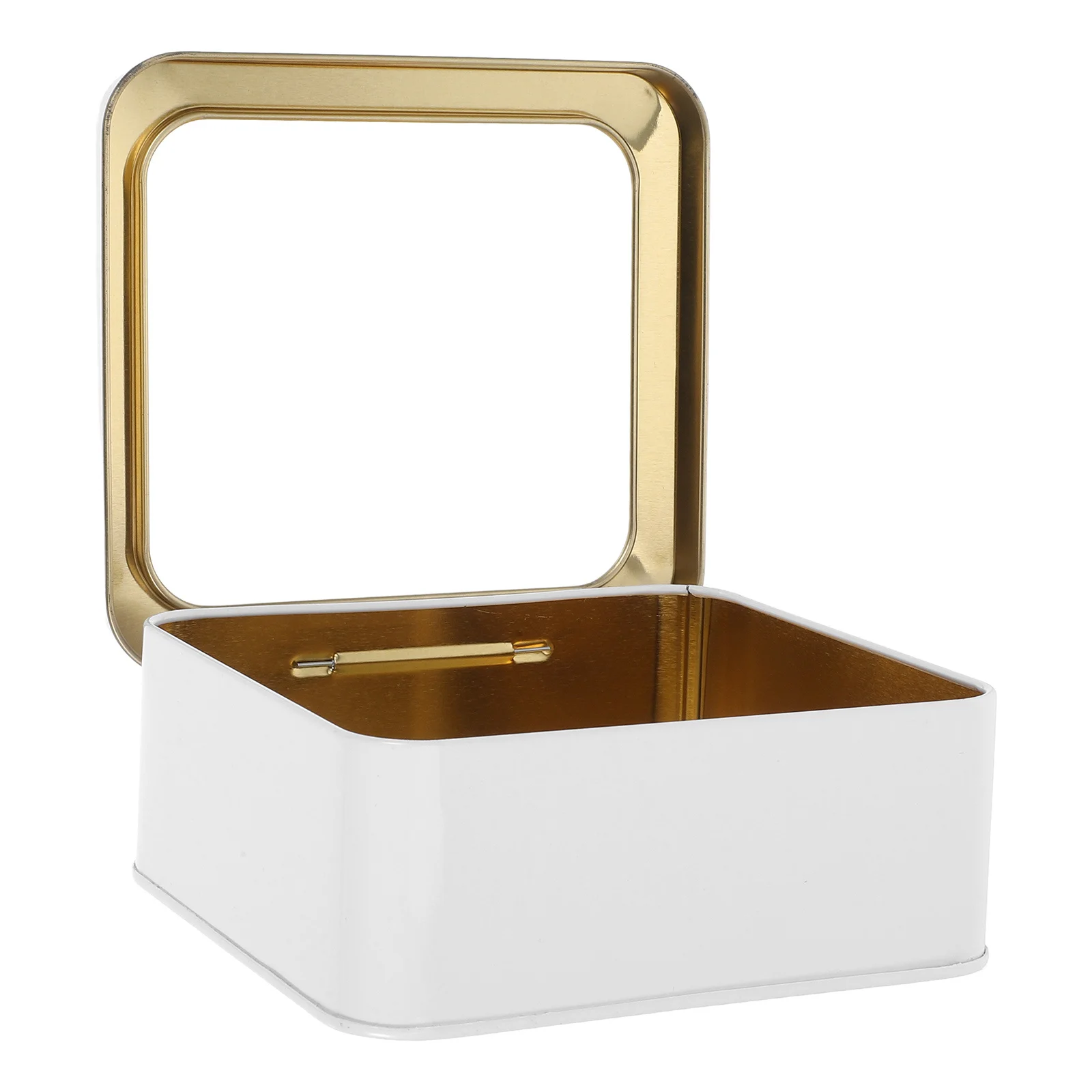 

1pcs Tinplate Box Clear Window Lid For Cookies Candy Storage Organizer Small Metal Container Hinged Tin Box Snacks Sweets