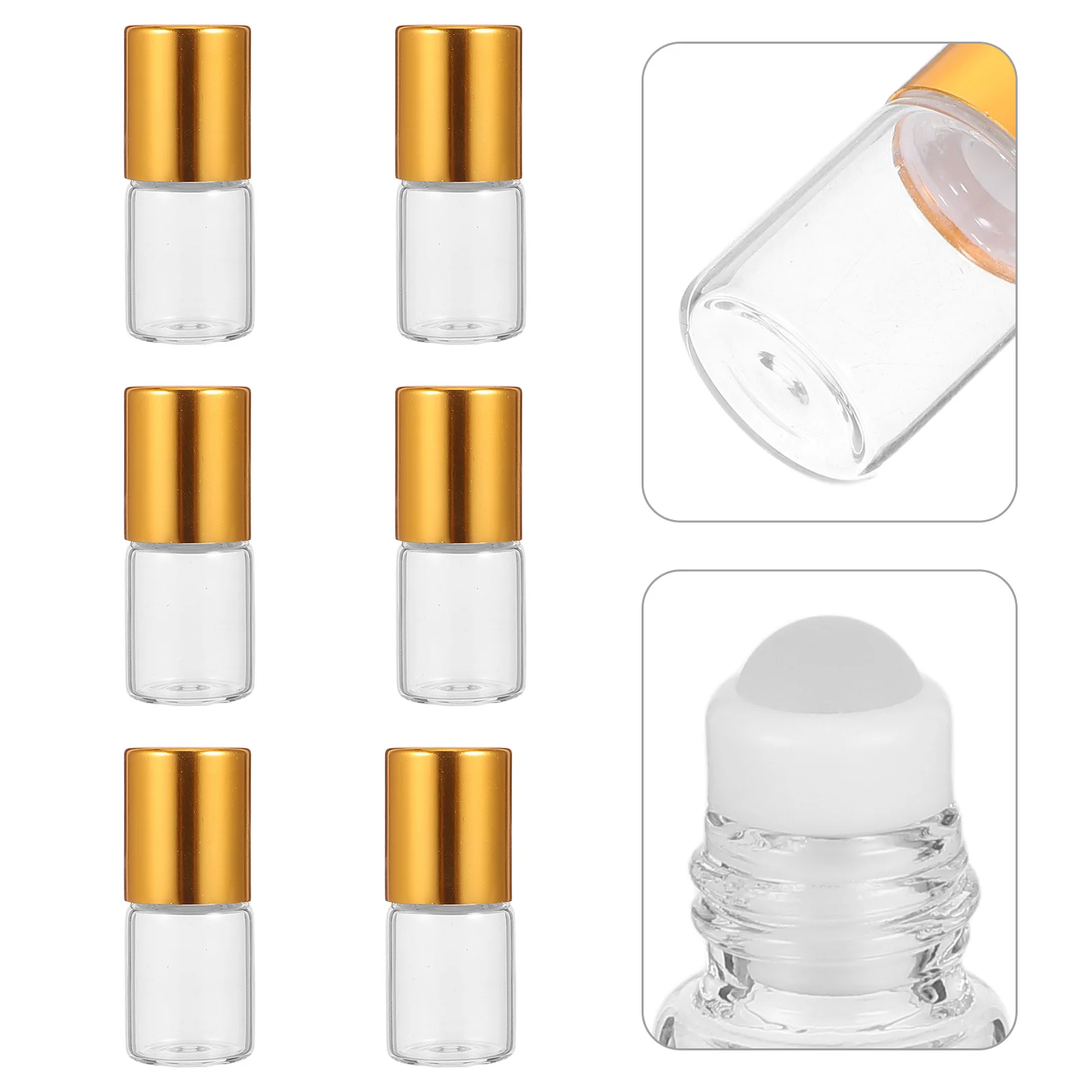 12pçs garrafas de rolo de óleo essencial, vidro transparente recarregável, tamanho de viagem, recipientes de perfume, rolo vazio em frascos de amostra de fragrância