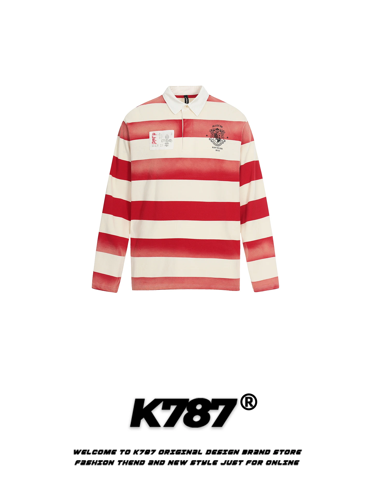 

Red Striped Vintage irt Women's Turn-down Collar T-irt Couple's Casual Sle Breathable Cotton Long Sve Tee