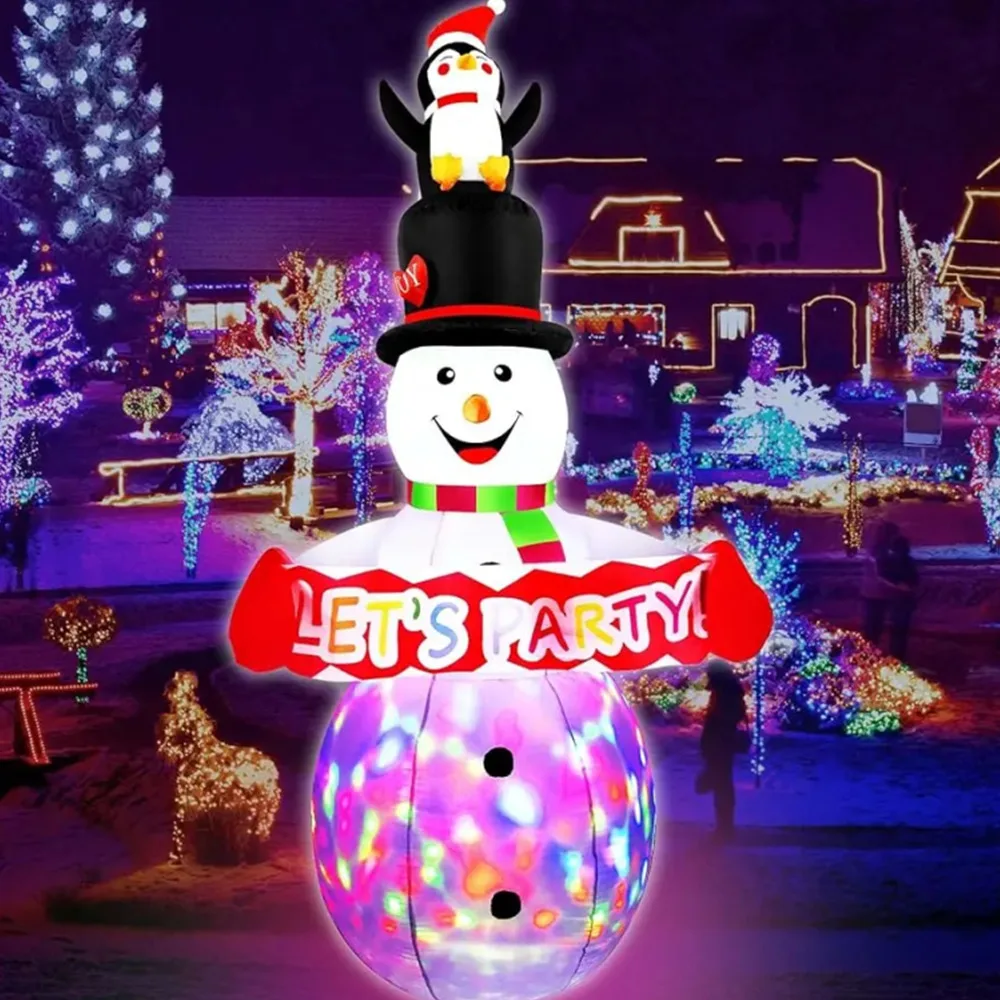 2.4M Overhead Penguin Snowman gonfiabili natalizi luci a LED decorazioni gonfiabili decorazioni da giardino per interni ed esterni