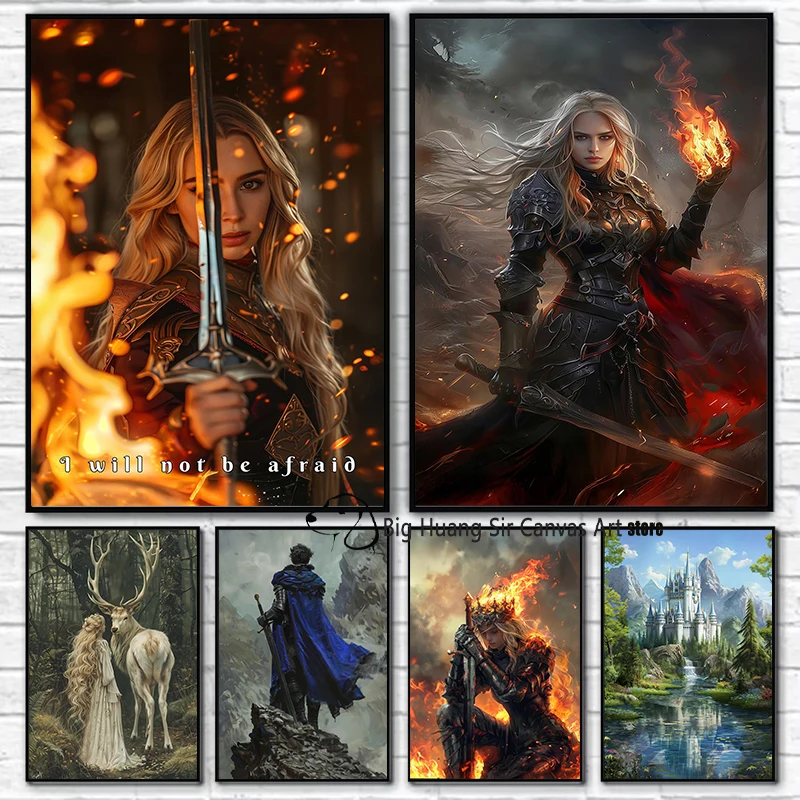 الخيال كتاب Aelin عرش الزجاج Aelin Bryce Feyre دوريان مانون ملصق فني حائط لوح رسم صور ديكور المنزل