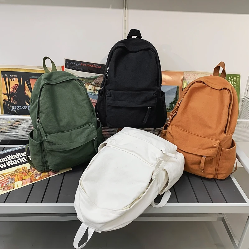 New Korean Large Capacity Canvas Backpacks Women Kawaii Students Preppy Bag for Teenage Girls Boy School Travel Backpack Bookbag