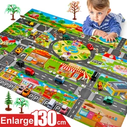 Traffic Highway Map Play Mat City Scene Building Construction Polyster Paper Educational Learning Place Name Outdoor Sea Cushion