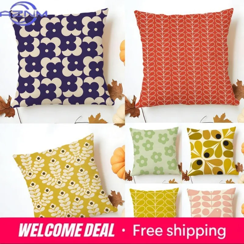 Simple Casual Fashion O-Orla Kiely Cushion Cover Washable Linen Pillowcase Soft  for Sofa Bed Cozy Home Room Decor