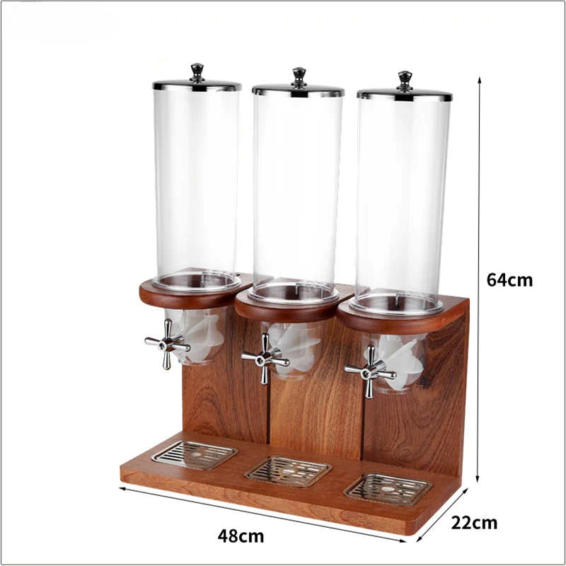 

Food Display Wooden Stand Cereal Dry Fruit Cereal Dispensers 4Lx3 Triple Buffet Bulk Dry Food Airtight Cereal Dispenser