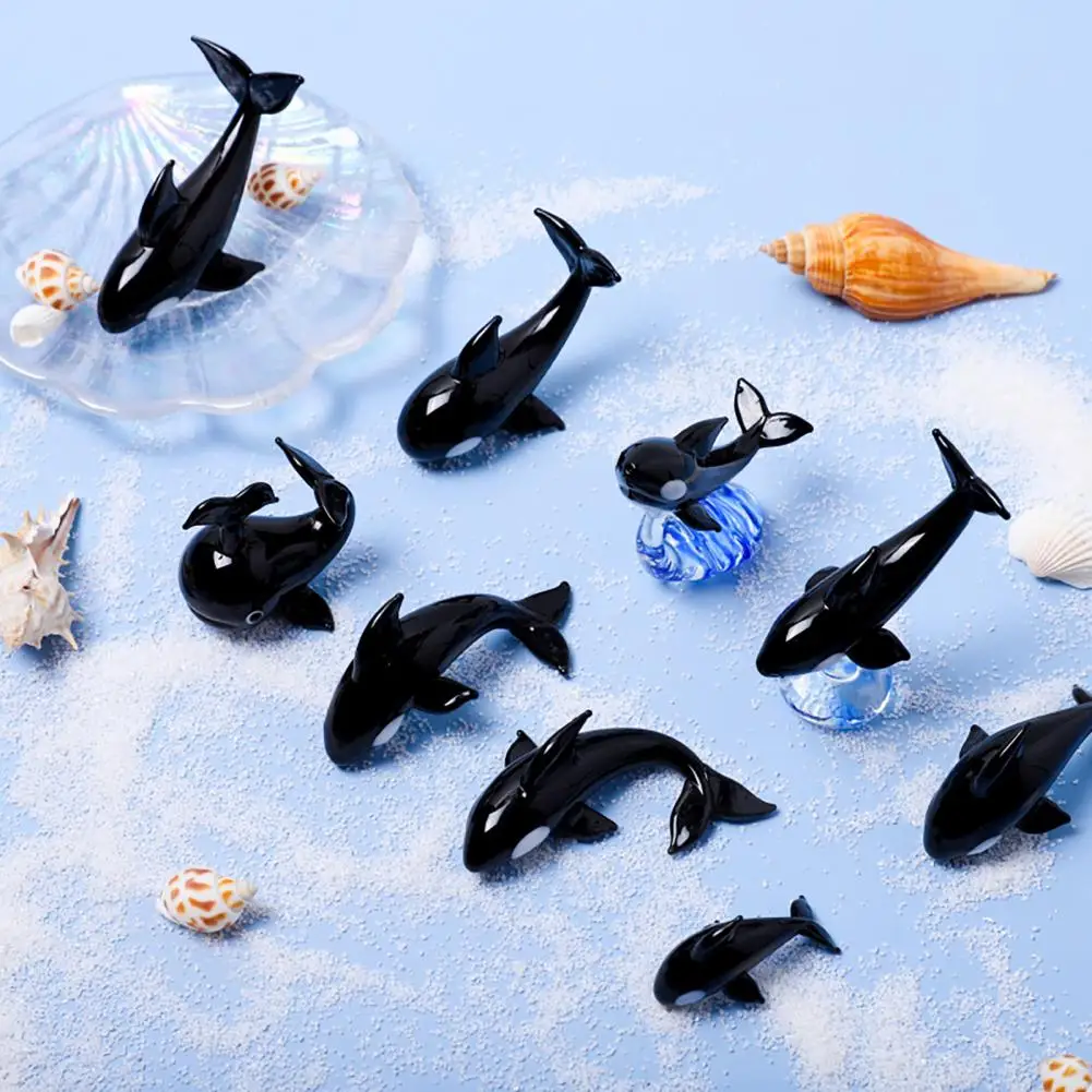 

Whale Model Handmade Desktop Decor Glass Killer Whale Model Cute Whale Ornaments Glass Figurines Aquarium Collection Home Decor